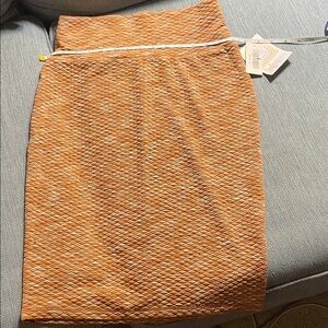 Lularoe Textured Orange Skirt, pencil skirt pumpkin spice latte